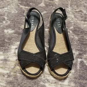 Ralph Lauren black wedge shoes 8.5